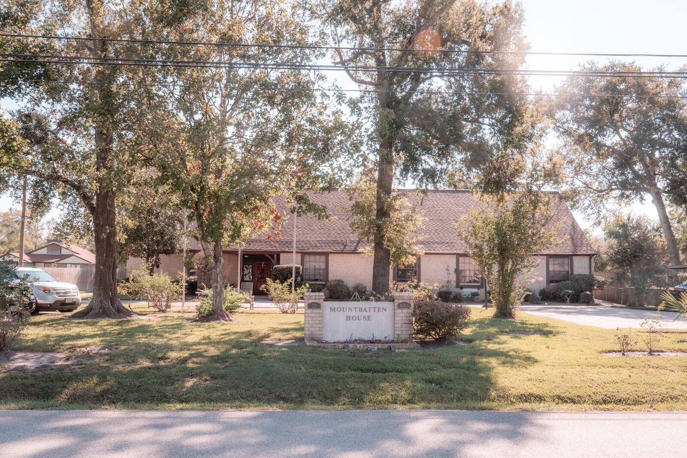 Exterior view of Mountbatten House, a residential assisted living home in Highlands, Texas